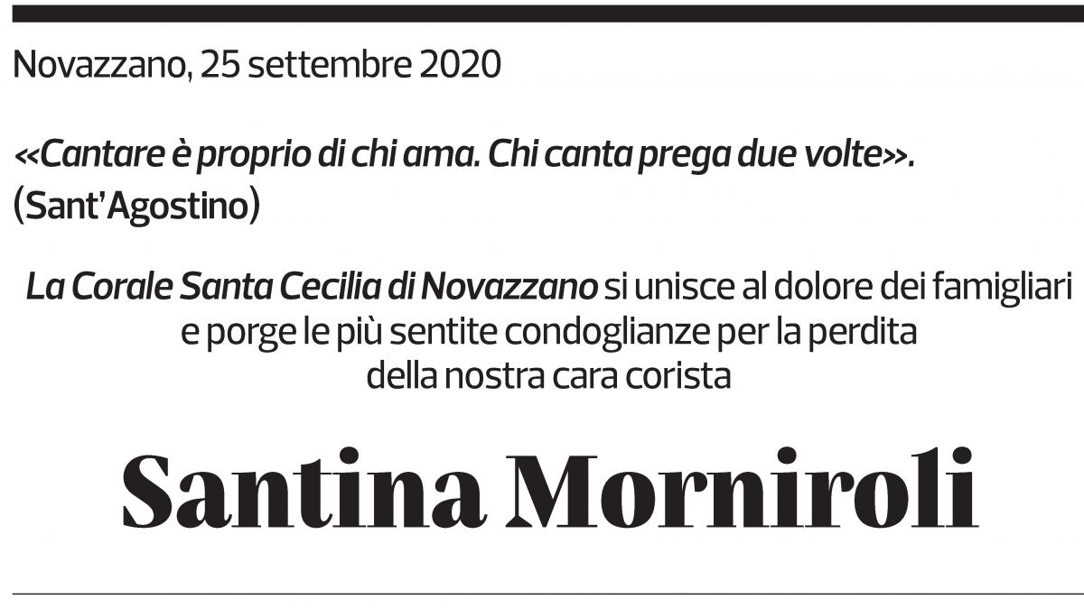Annuncio funebre Santina Morniroli