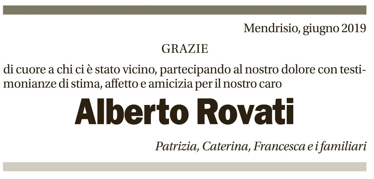 Annuncio funebre Alberto Rovati