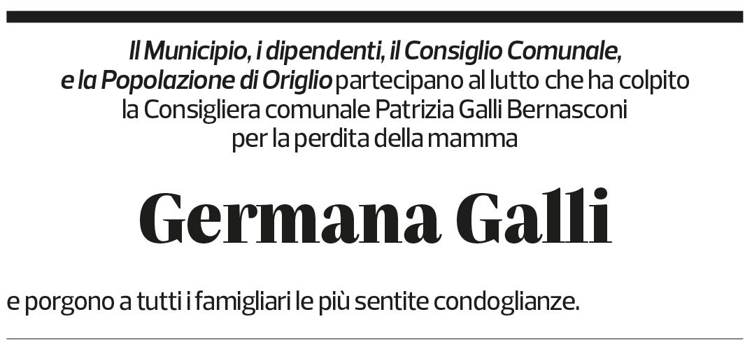 Annuncio funebre Germana Galli