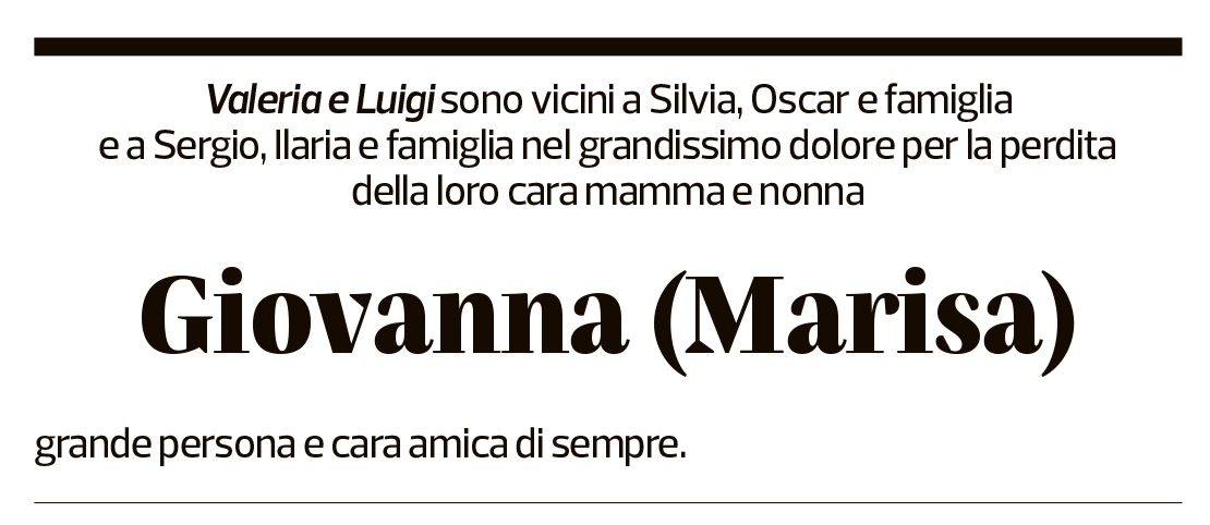 Annuncio funebre Giovanna Maria Elisa De Vecchi