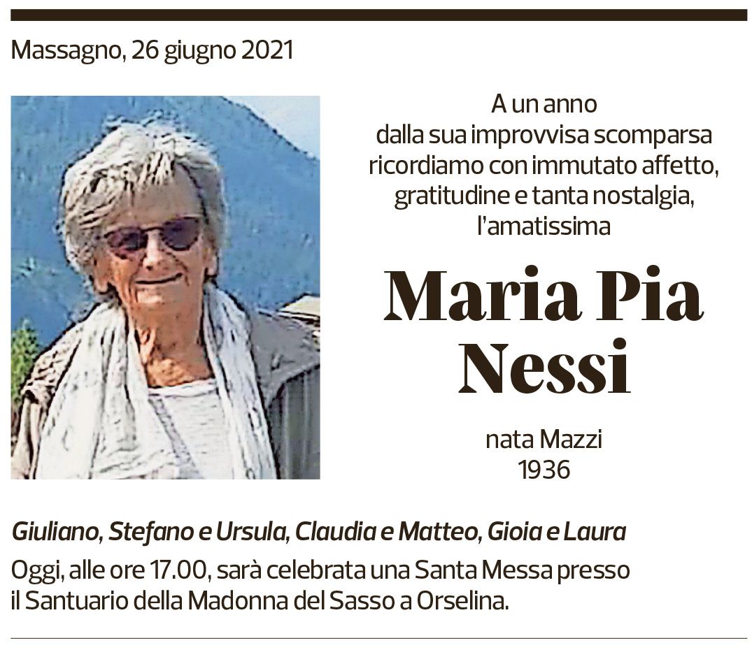 Annuncio funebre Maria Pia Nessi