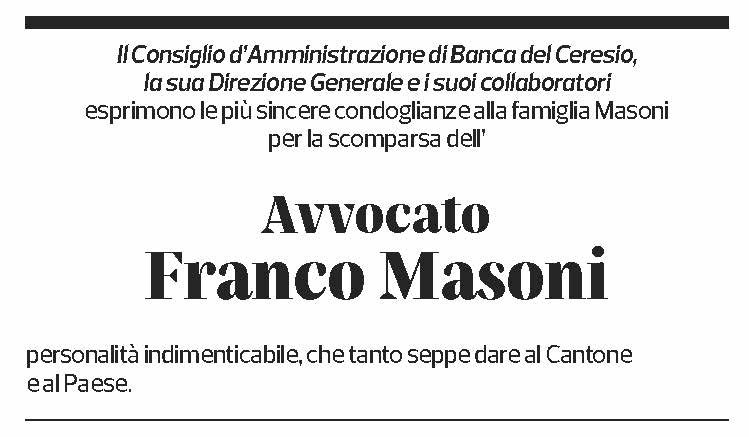 Annuncio funebre Franco Masoni