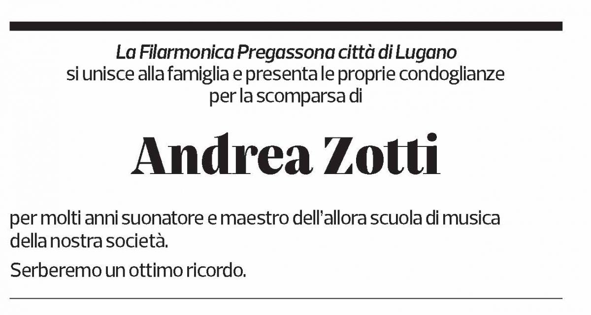Annuncio funebre Andrea Zotti