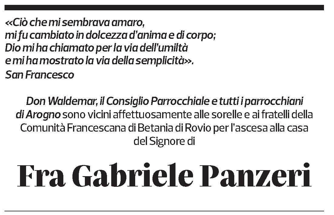 Annuncio funebre Fra Gabriele Panzeri
