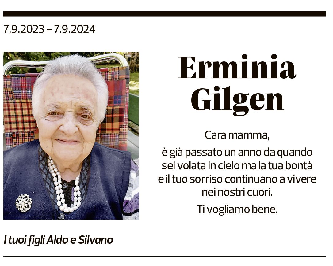 Annuncio funebre Erminia Gilgen