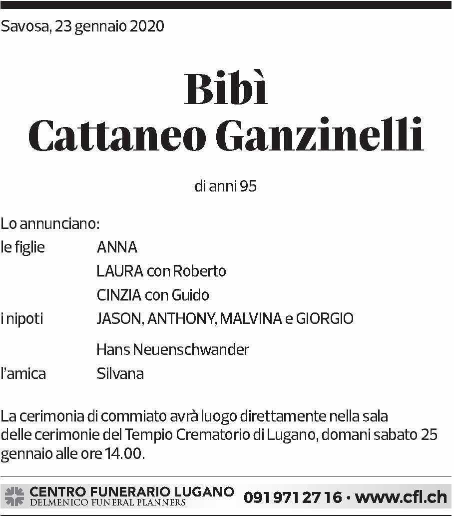 Annuncio funebre Bibì Cattaneo Ganzinelli