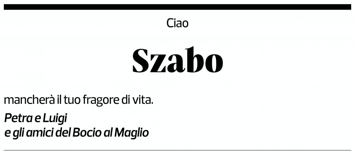 Annuncio funebre Szabo Zamberla