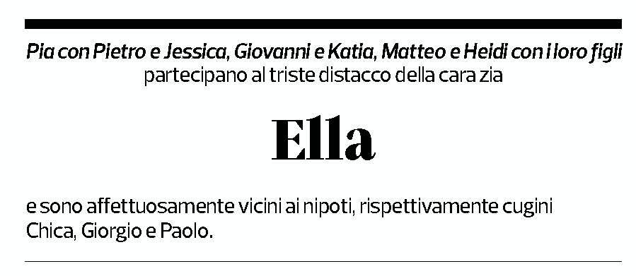 Annuncio funebre Ella Pagani