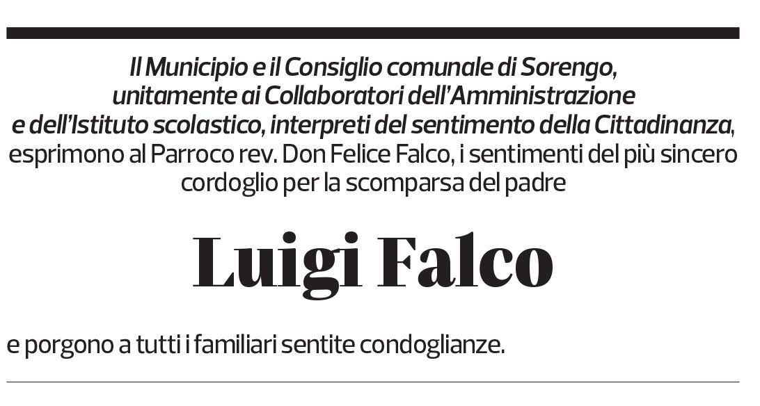 Annuncio funebre Luigi Falco