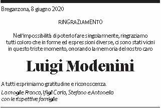 Annuncio funebre Luigi Modenini