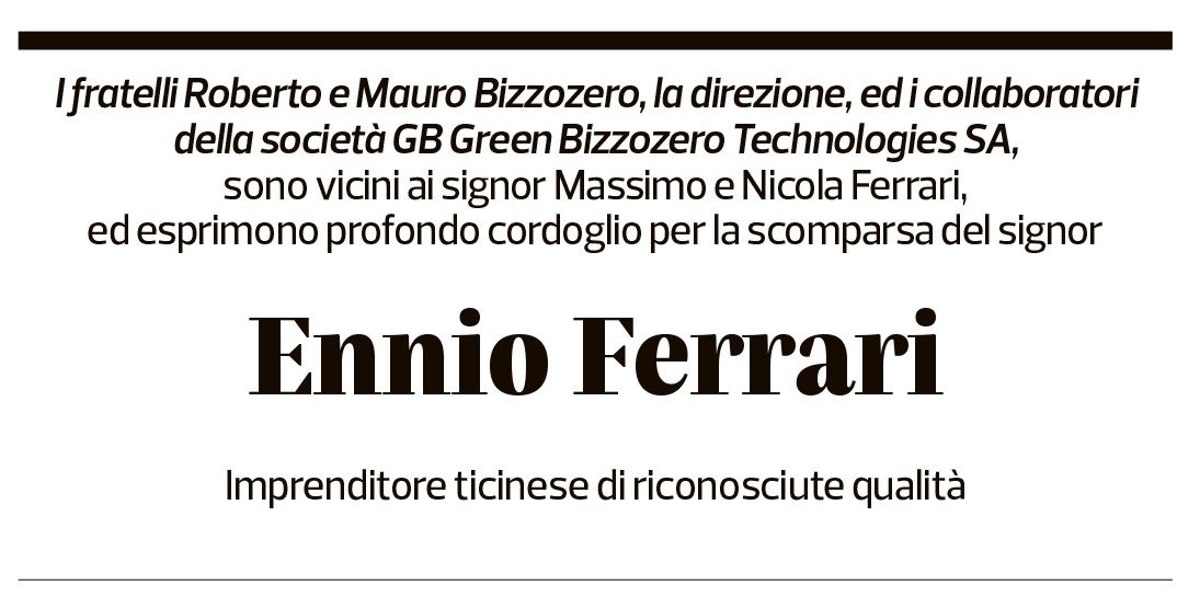 Annuncio funebre Ennio Ferrari