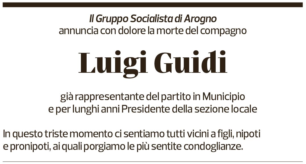 Annuncio funebre Luigi Guidi