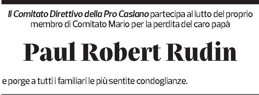 Annuncio funebre Paul Robert Rudin