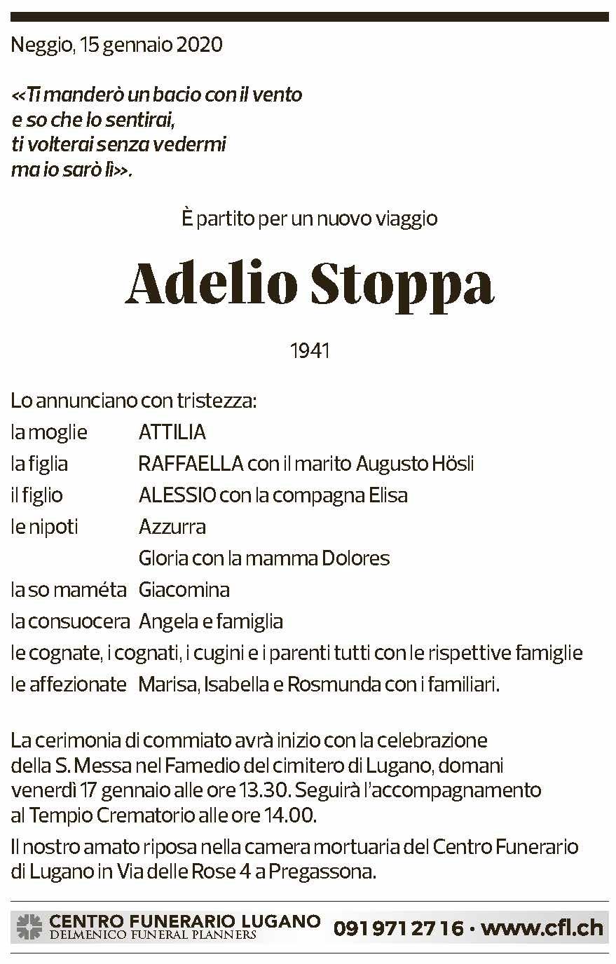 Annuncio funebre Adelio Stoppa
