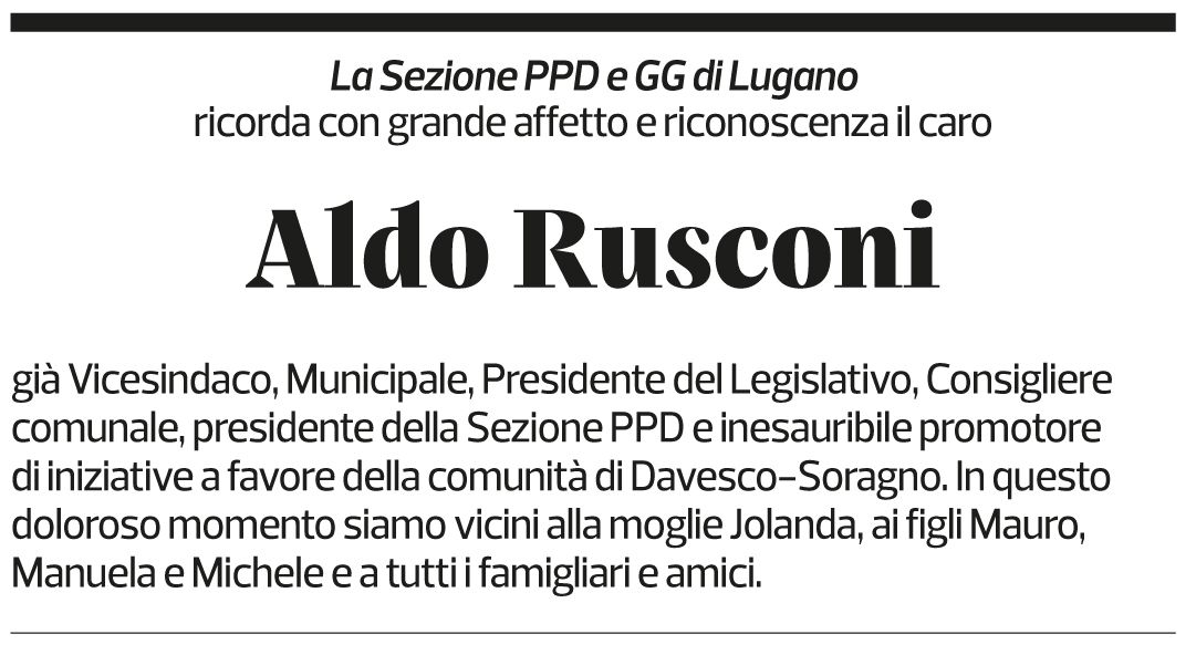Annuncio funebre Aldo Rusconi