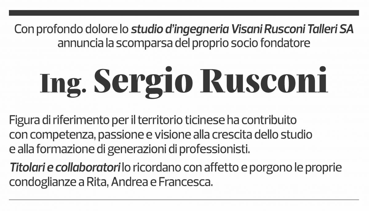 Annuncio funebre Sergio Rusconi