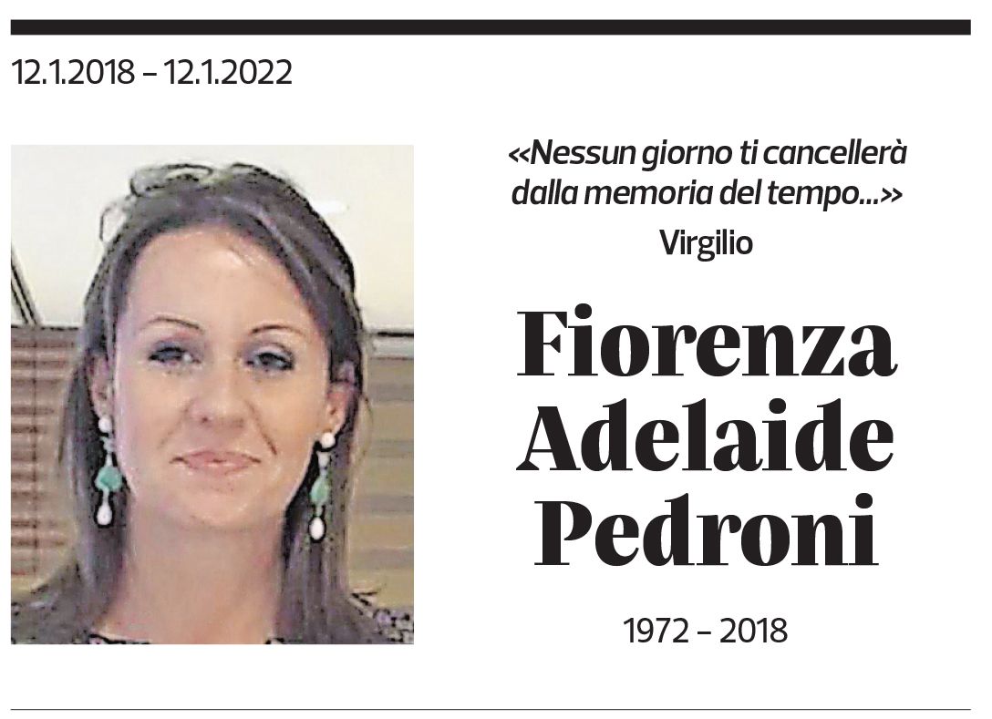 Annuncio funebre Fiorenza Adelaide Pedroni