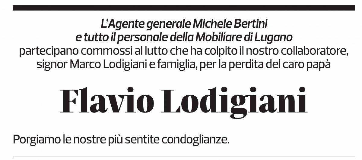 Annuncio funebre Flavio Lodigiani