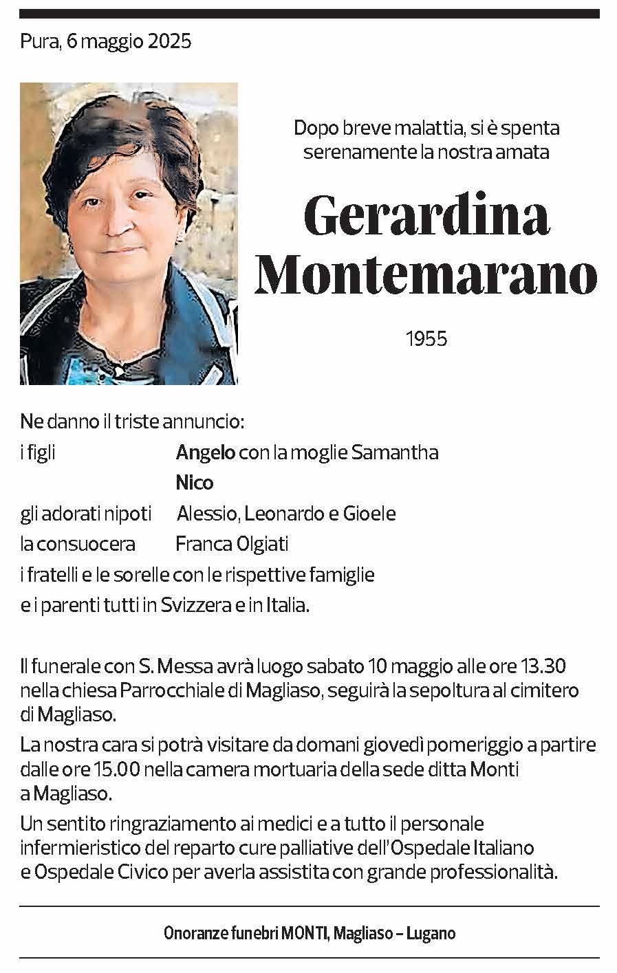Annuncio funebre Gerardina Montemarano