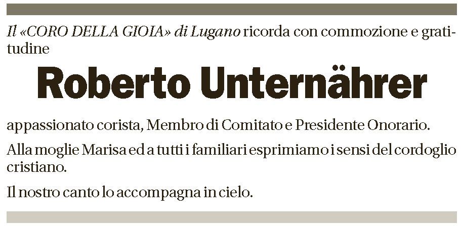 Annuncio funebre Roberto Unternährer