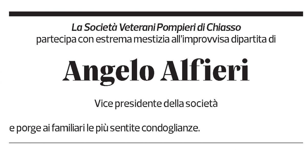 Annuncio funebre Angelo Alfieri