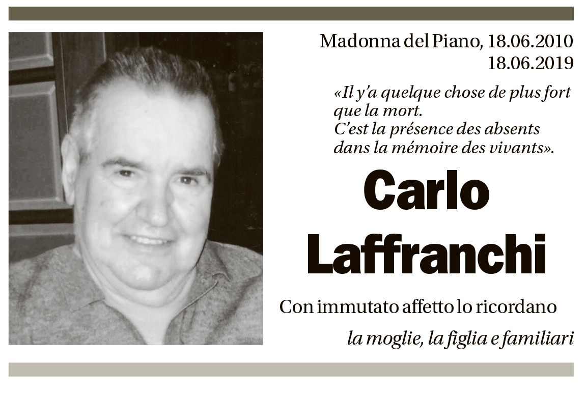 Annuncio funebre Carlo Laffranchi