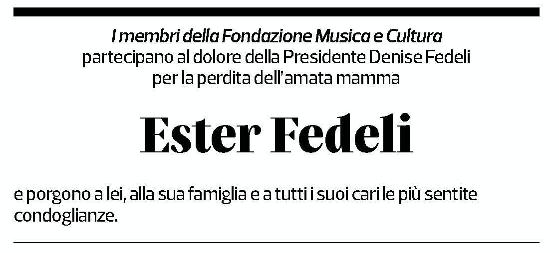 Annuncio funebre Ester Fedeli