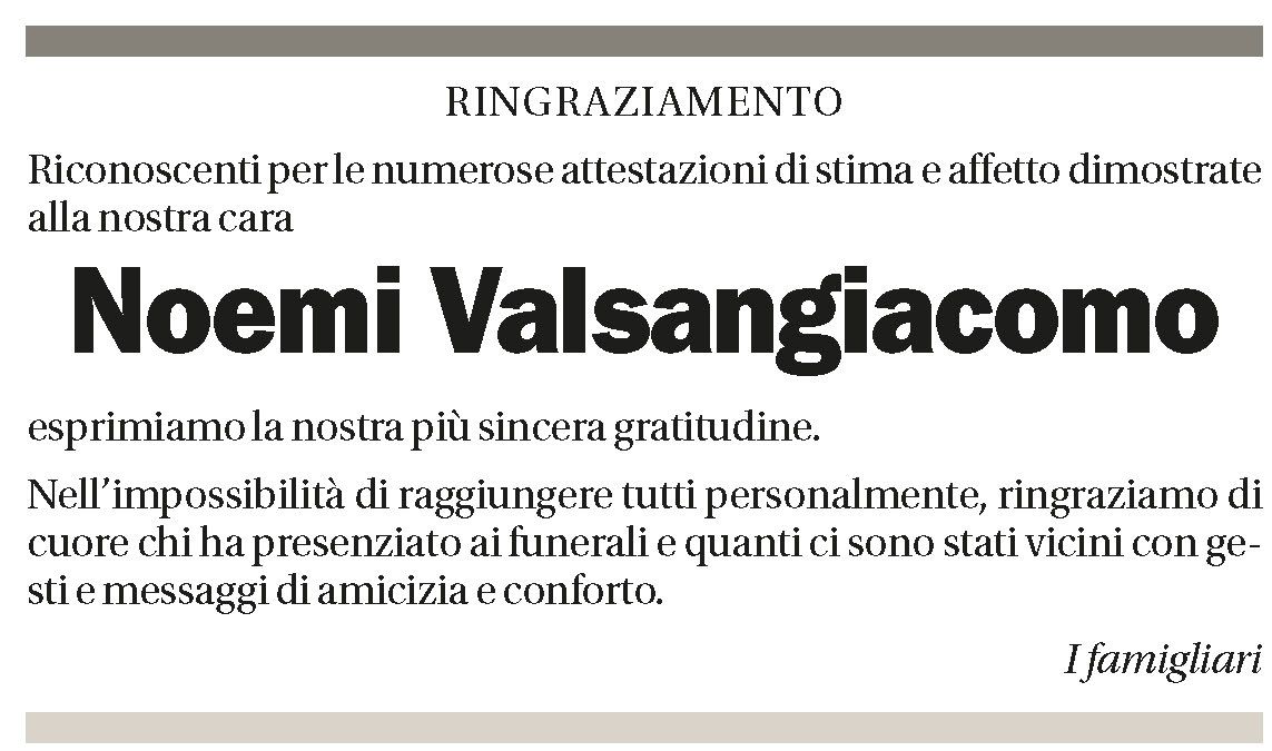 Annuncio funebre Noemi Valsangiacomo