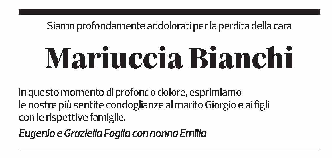 Annuncio funebre Mariuccia Bianchi