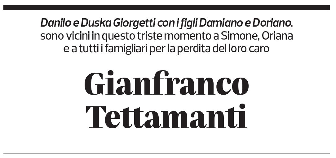 Annuncio funebre Gianfranco Tettamanti