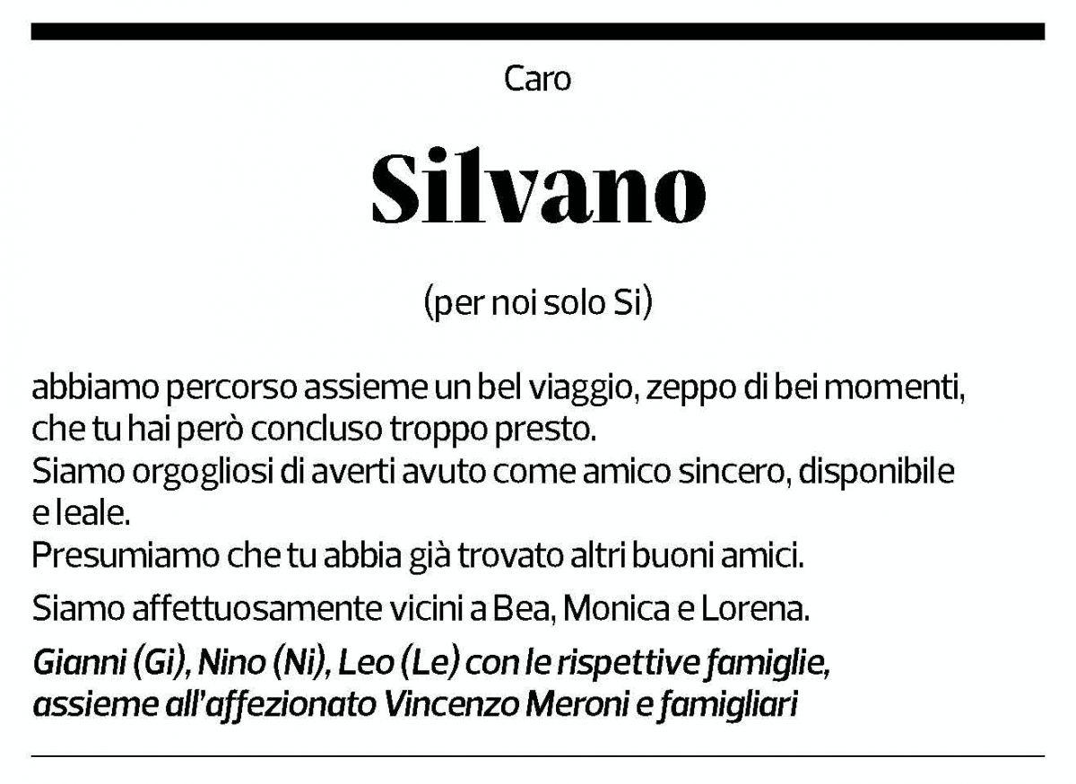 Annuncio funebre Silvano Parini