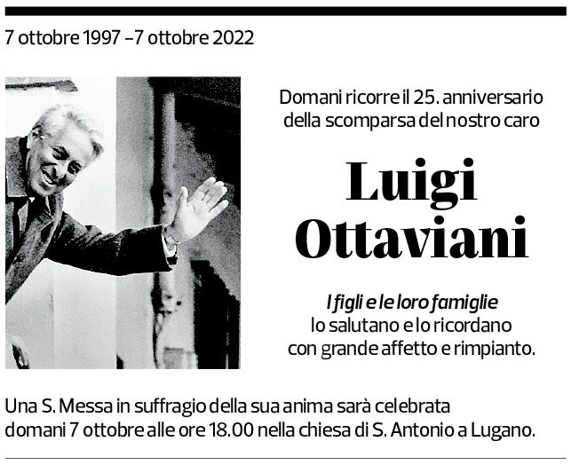 Annuncio funebre Luigi Ottaviani