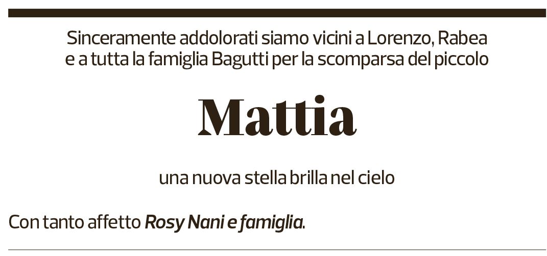 Annuncio funebre Mattia Bagutti