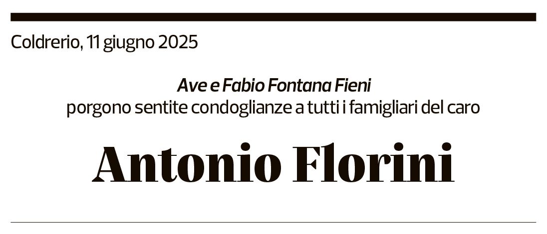 Annuncio funebre Antonio Florini