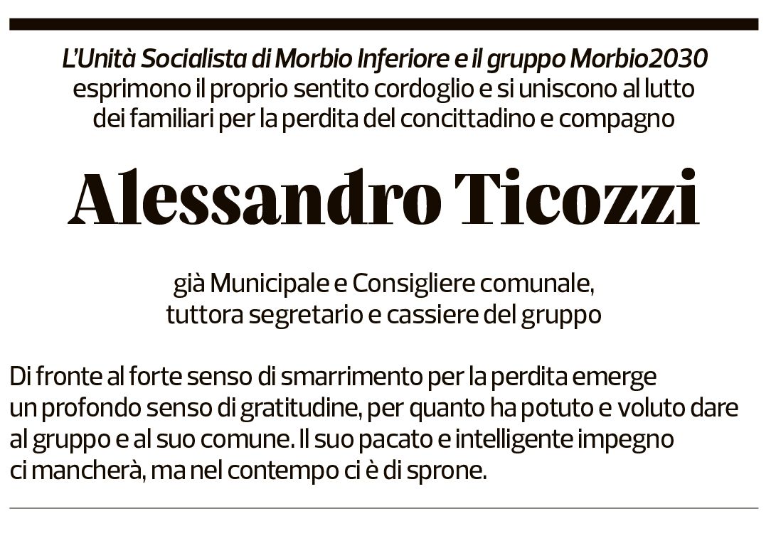 Annuncio funebre Alessandro Ticozzi