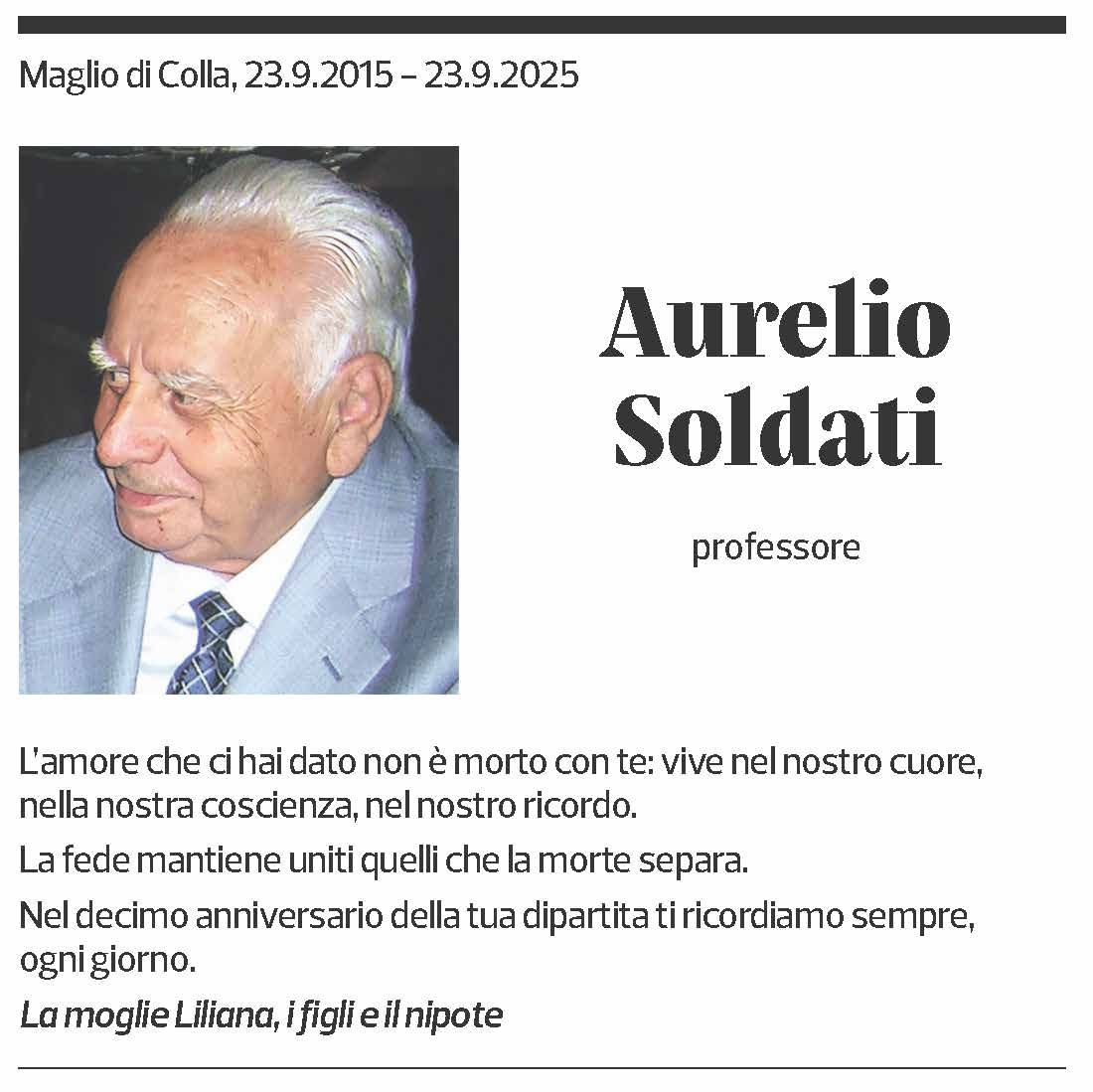 Annuncio funebre Aurelio Soldati