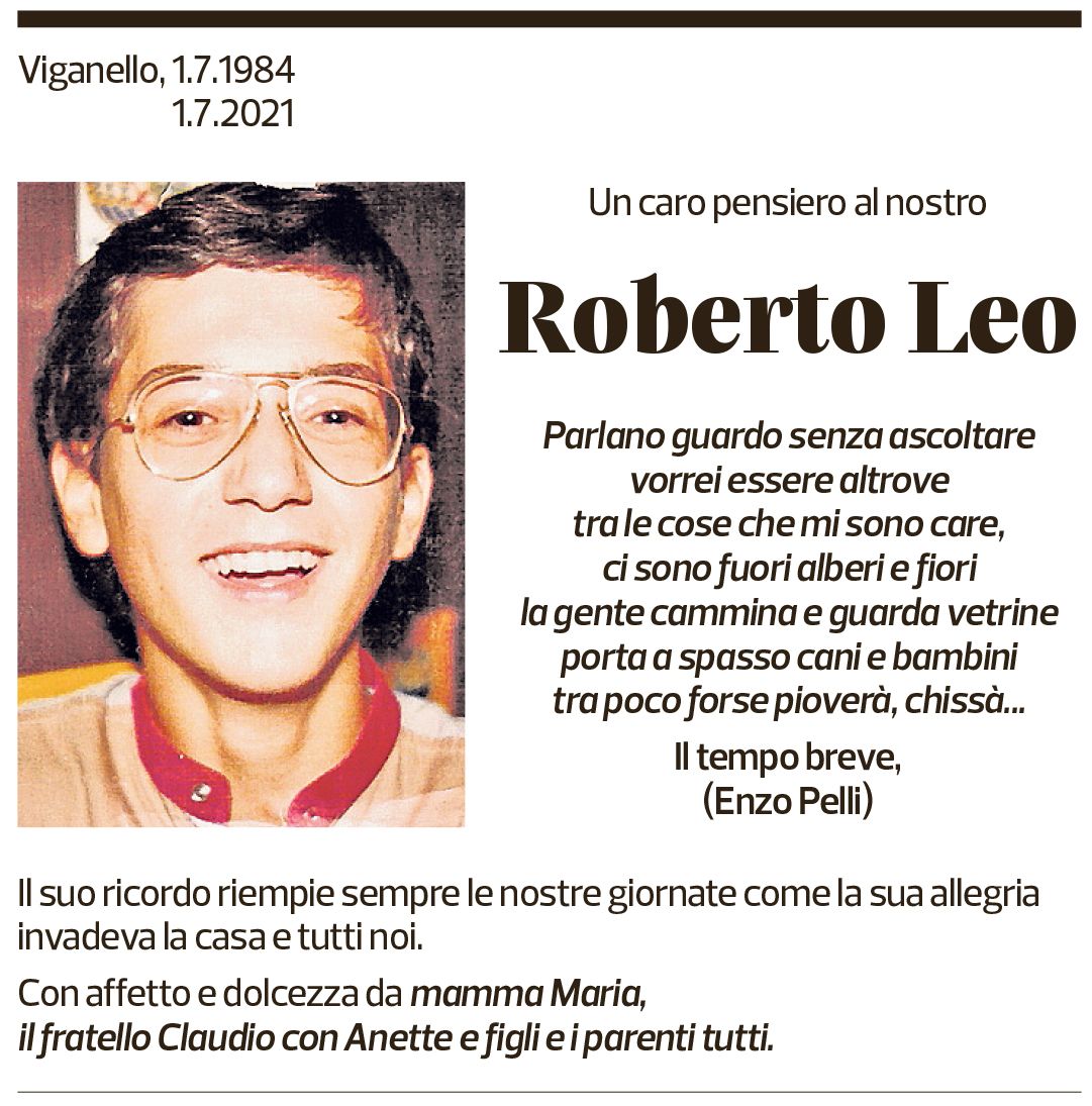 Annuncio funebre Roberto Leo