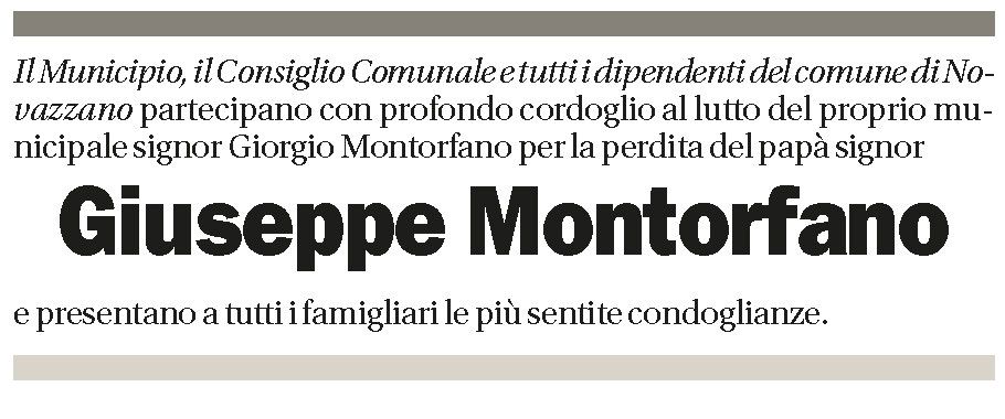 Annuncio funebre Giuseppe Montorfano