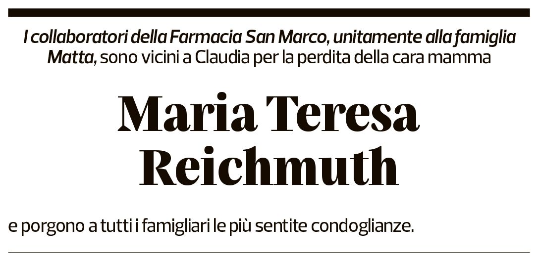 Annuncio funebre Maria Teresa Reichmuth