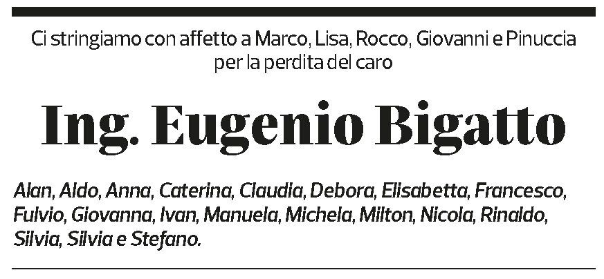 Annuncio funebre Eugenio Bigatto