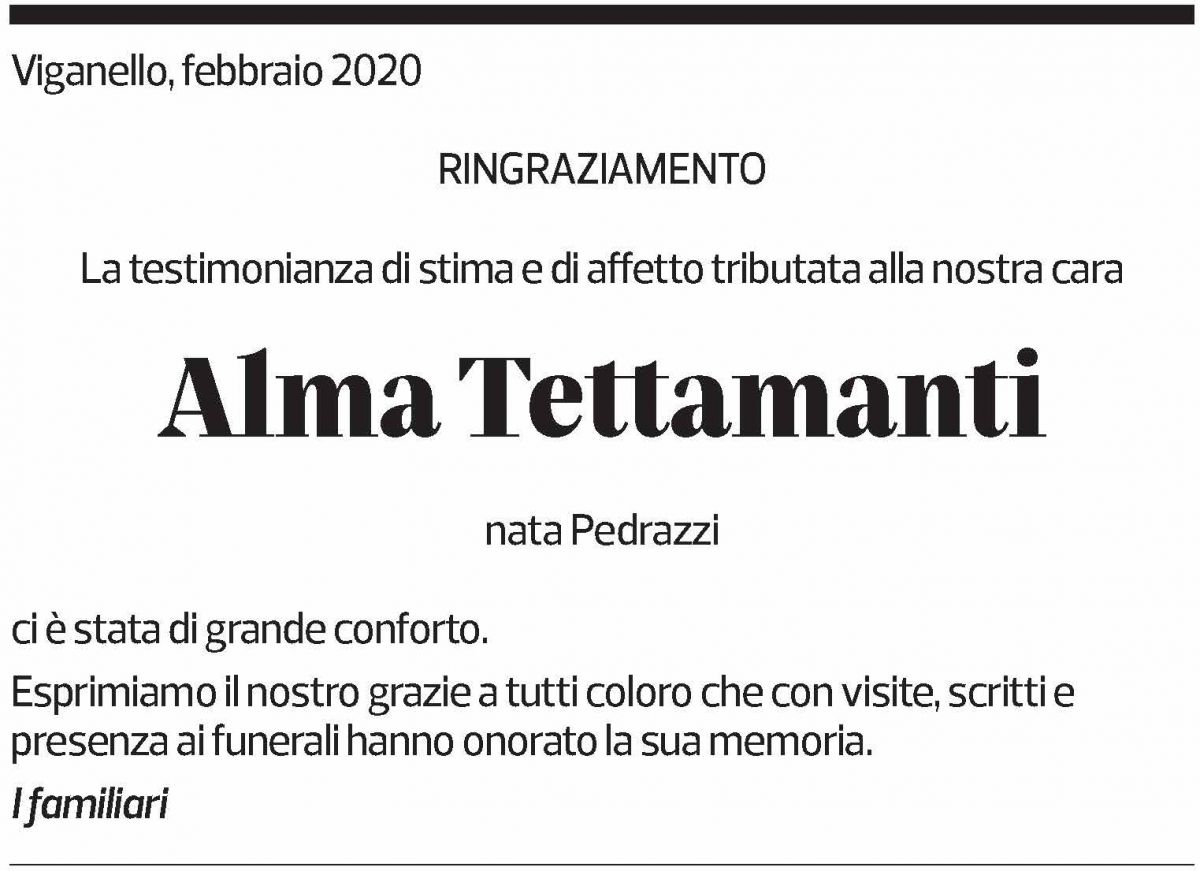 Annuncio funebre Alma Tettamanti
