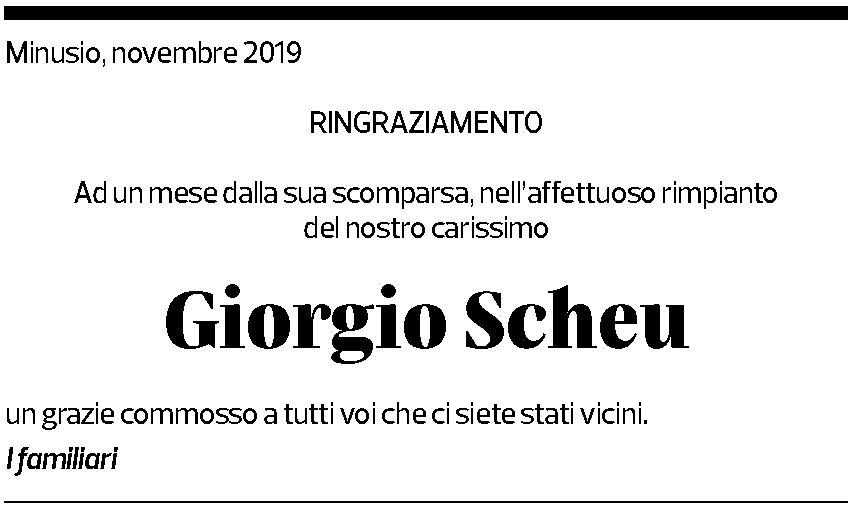 Annuncio funebre Giorgio Scheu