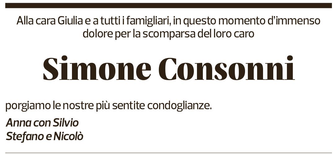 Annuncio funebre Simone Consonni