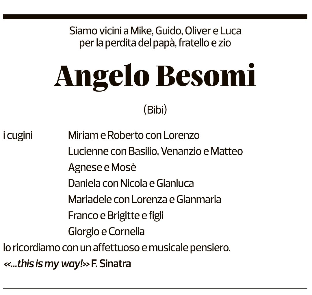 Annuncio funebre Angelo Besomi