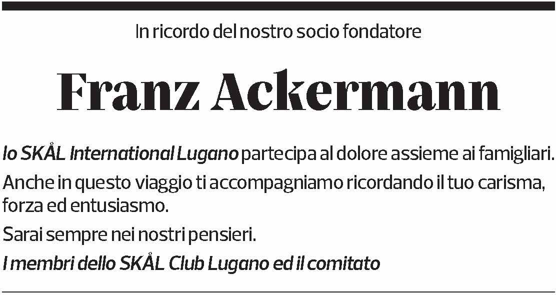 Annuncio funebre Franz Ackermann