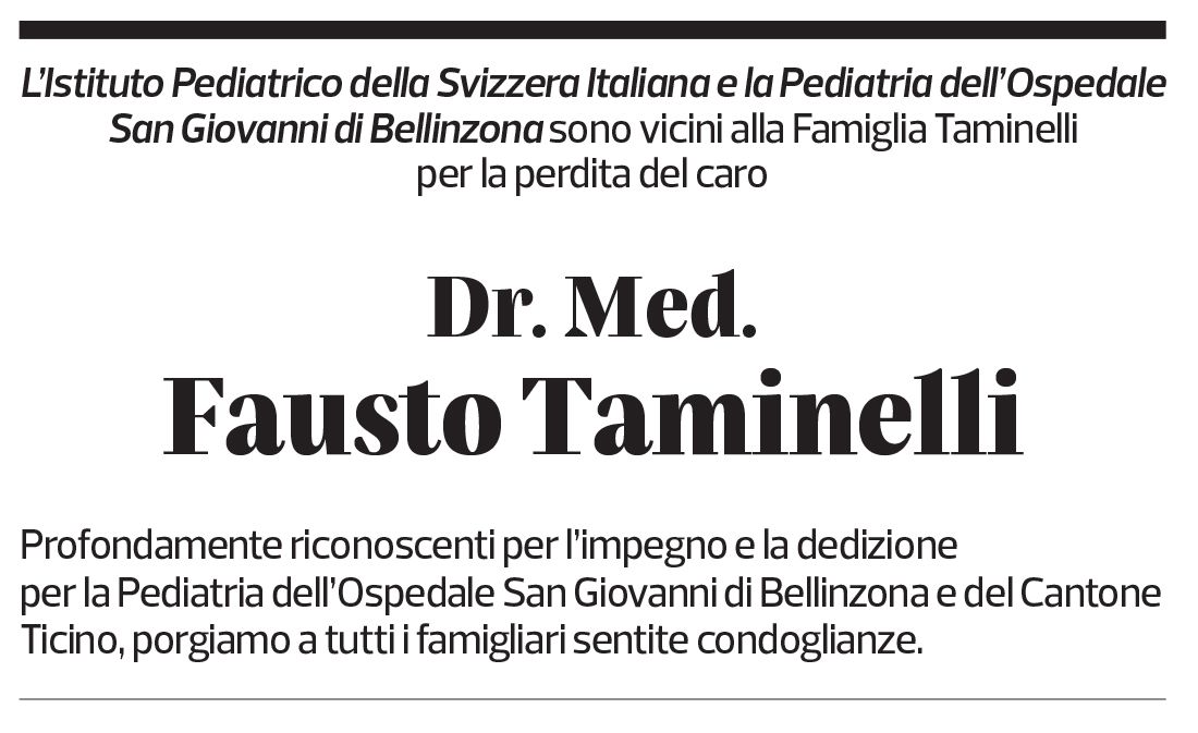 Annuncio funebre Fausto Taminelli