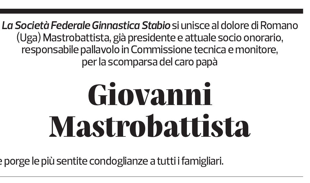 Annuncio funebre Giovanni Mastrobattista