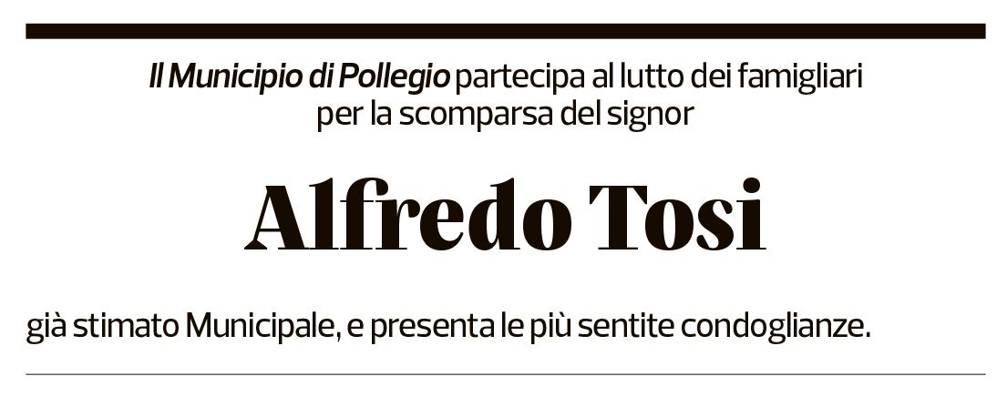 Annuncio funebre Alfredo Tosi