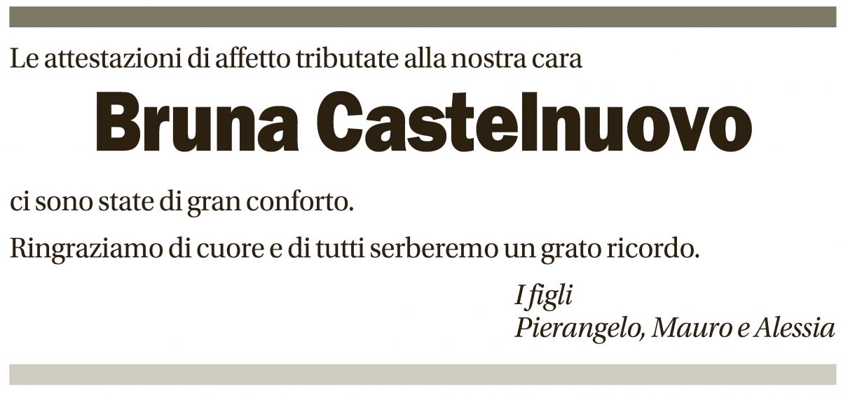 Annuncio funebre Bruna Castelnuovo