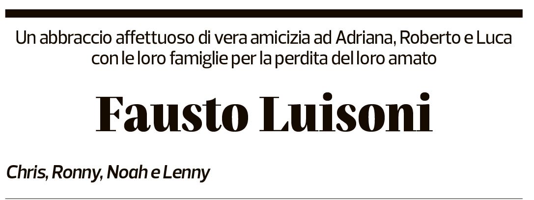 Annuncio funebre Fausto Luisoni